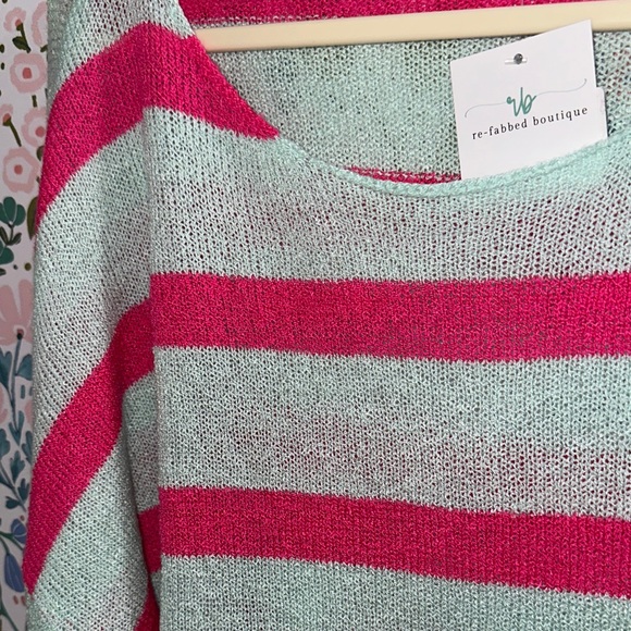 Vibrant Striped Sweater in Pink and Turquoise - Picture 6 of 7